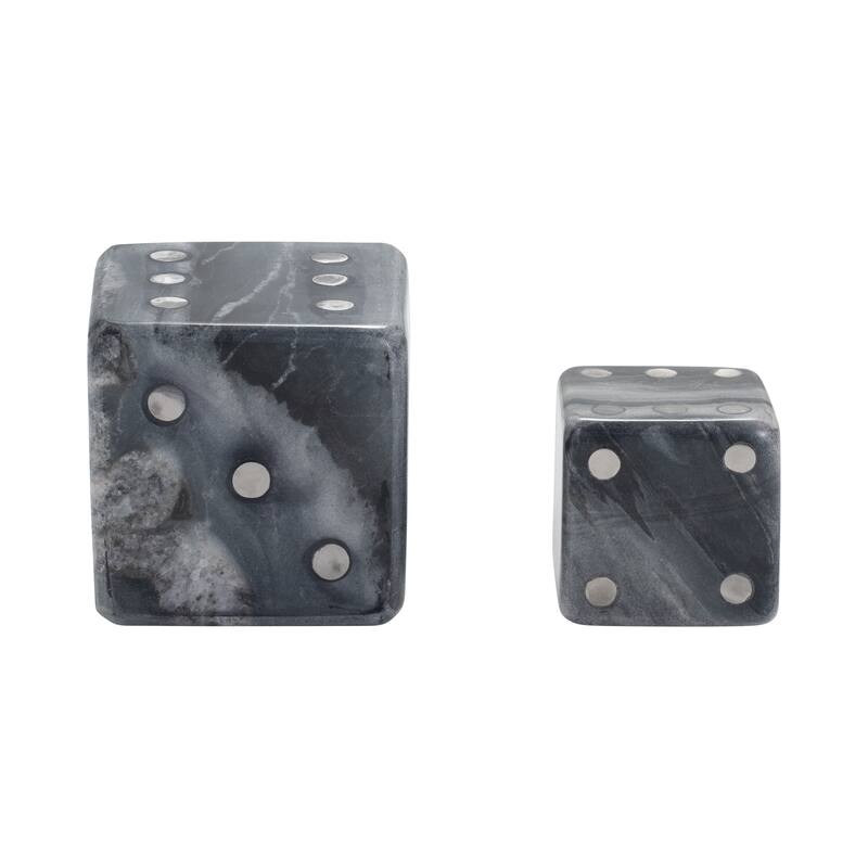 Sagebrook Home Luxury Marble and Steel Dice - Exclusive Home Decor Games for Sophisticated Fun, Set of 2 - 4" x 4" x 4"