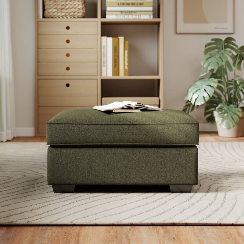 Roundhill Furniture Marvella Living Room Ottoman with Mosswood Chenille Upholstery