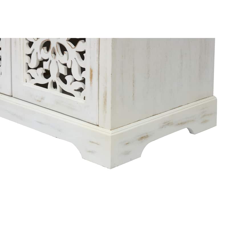 Sideboard Buffet Cabinet with 3 Carving Doors, Storage Cabinet with Shelves, Accent Cabinet with Solid Wood Legs