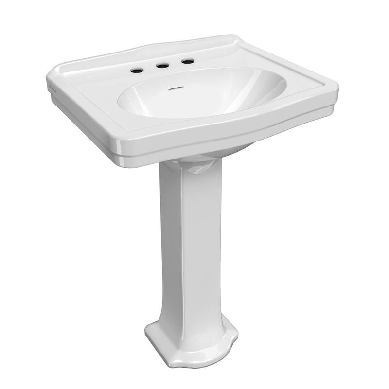 Whitehaus B-LO914-LO915-3H 22-7/8" Oval Vitreous China Pedestal - White