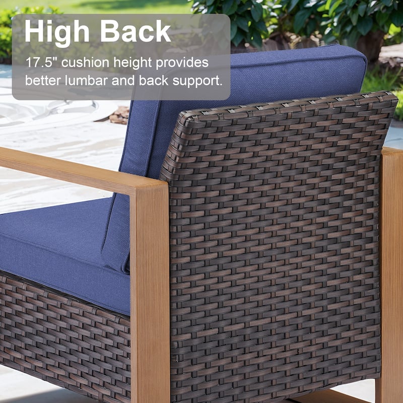 Gymojoy 7 Pieces Patio Sofa with Rattan Swivel Rocking Chair Ottomans Outdoor Conversation Set