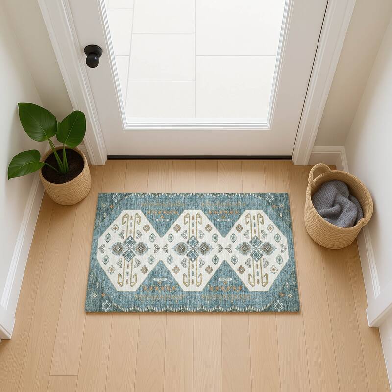 Machine Washable Indoor/ Outdoor Global Hiawatha Chantille Rug