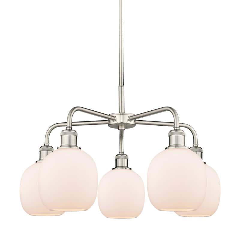 Innovations Lighting 516-5CR-15-24 Belfast Chandelier Belfast 5 Light - Satin Nickel / Matte White