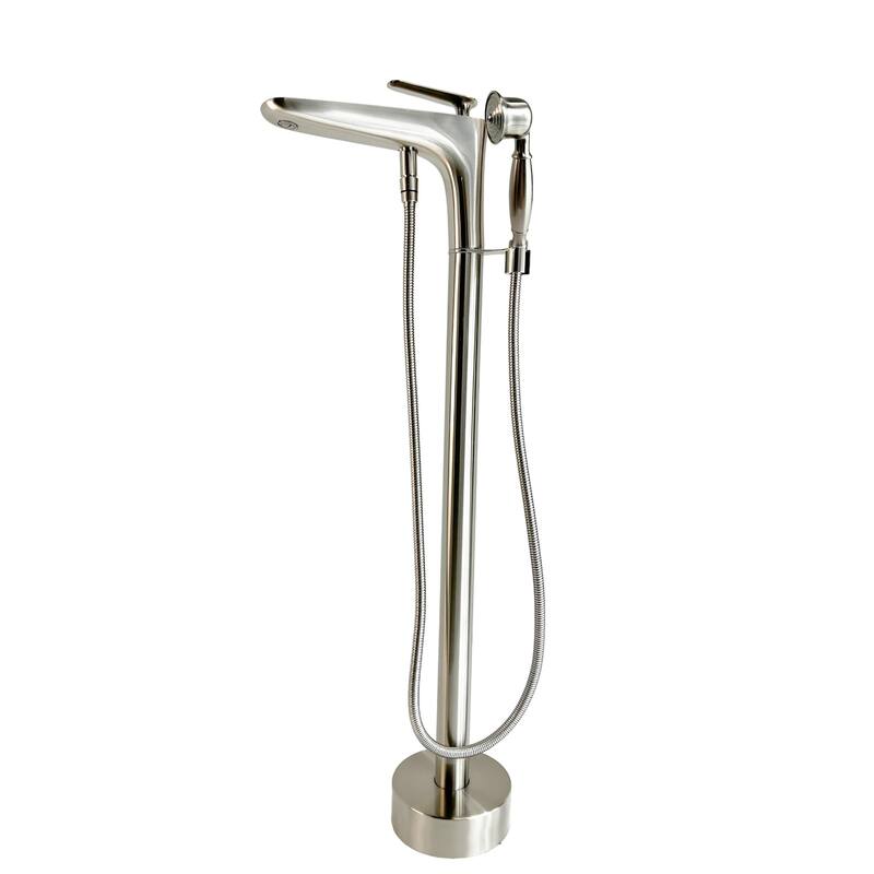 Pluto Triangle Head Tub Filler Faucet with Hand Shower - Float Handle - Brushed Nickel