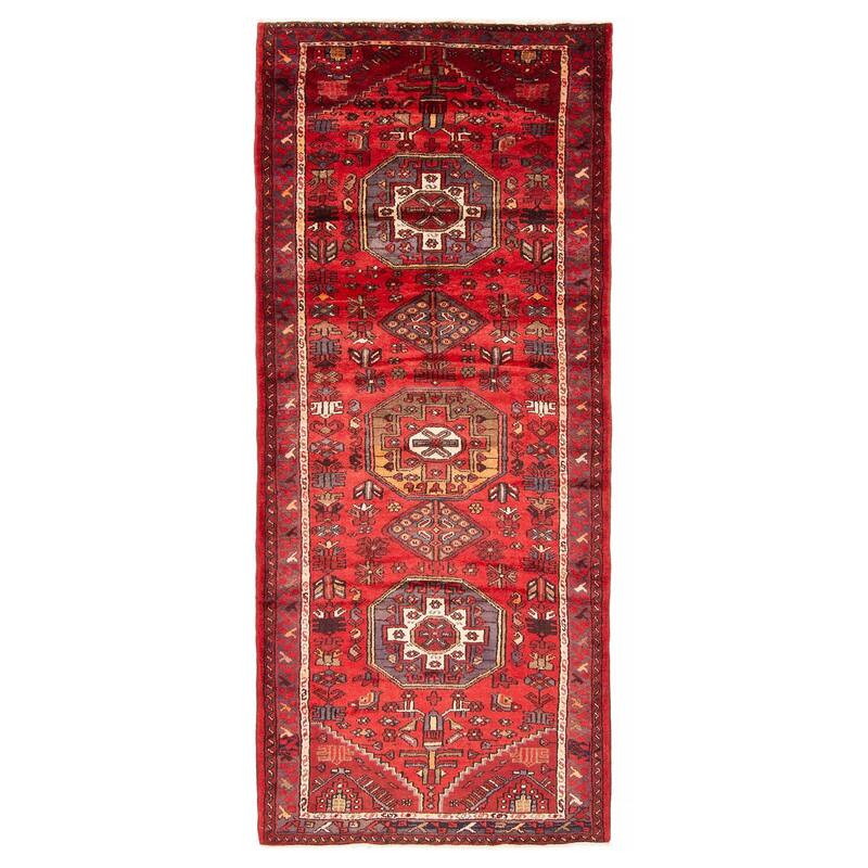 ECARPETGALLERY Hand-knotted Andelz Red Wool Rug - 3'8 x 9'2 - Red - 3'8 x 9'2