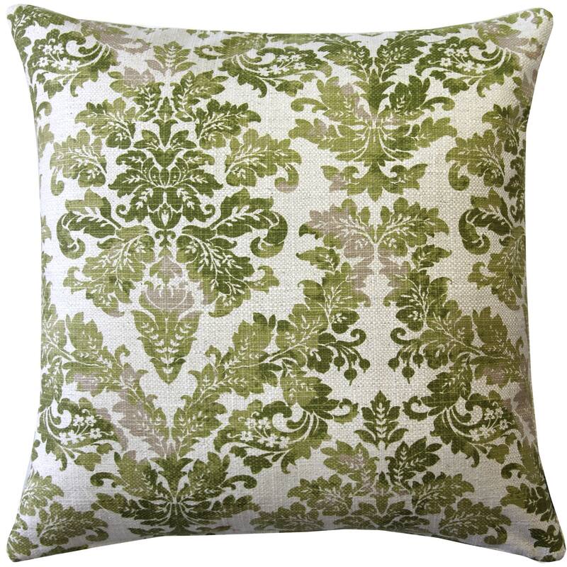 Calliope Green Damask Pattern 20x20 Throw Pillow - Feather Down