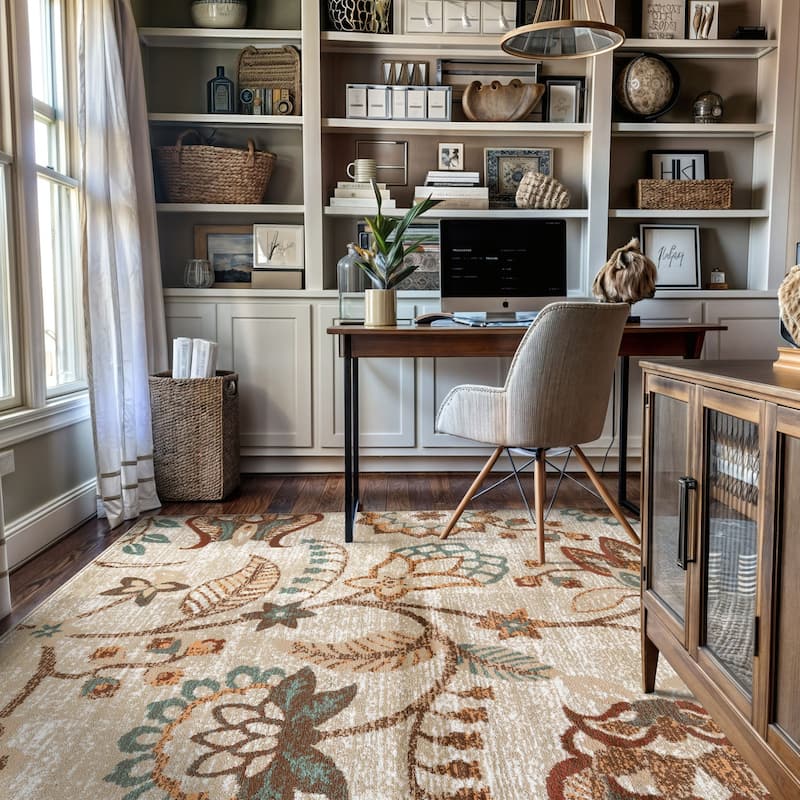 Beige Multi Floral Medallion Stylish and Durable Area Rug