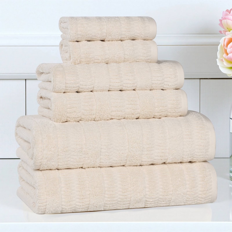 Superior Mika Smart Twist Viscose Cotton Blend 6 Piece Towel Set - Ivory