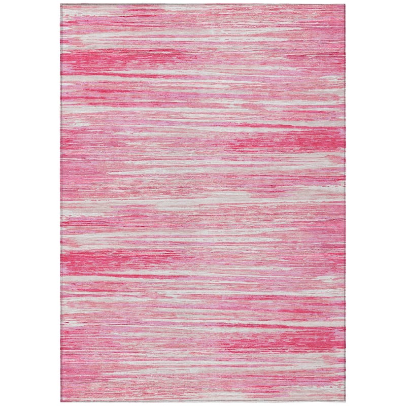Machine Washable Indoor/ Outdoor Chantille Abstract Stripe Rug