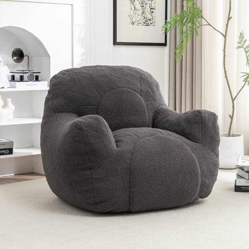 Bean Bag Chair Soft Fluffy Lazy Sofa with Memory Foam - Dark Grey Teddy