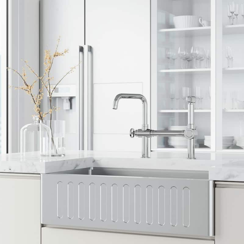 VIGO Cass 13" H Widespread Pull-Out Sprayer Kitchen Faucet