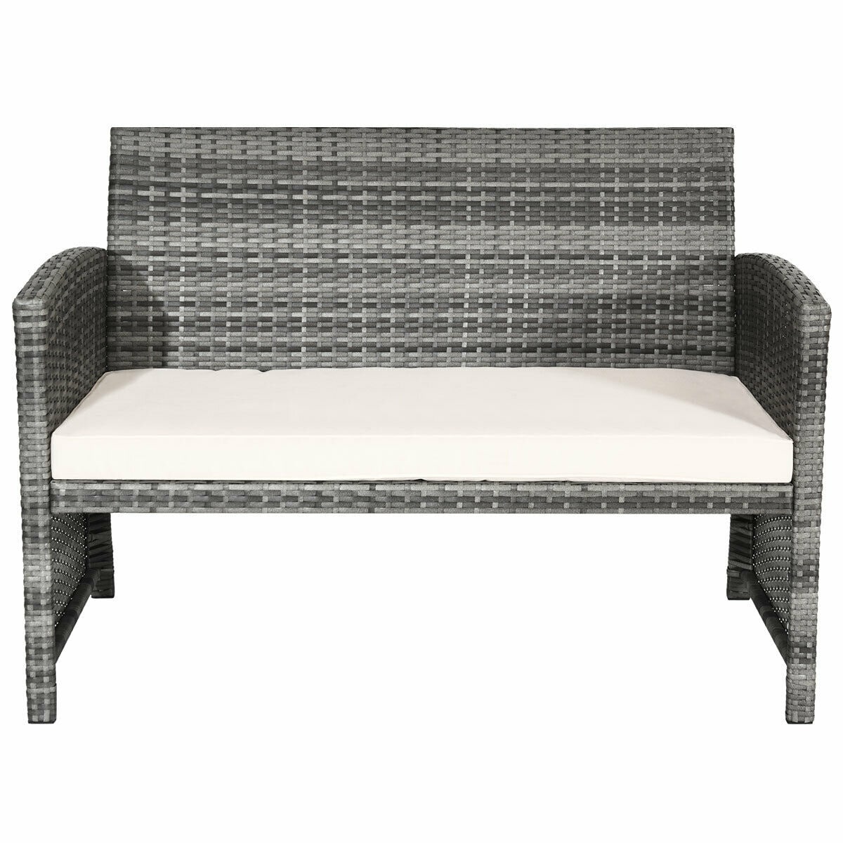 Shop Costway 4 Pc Rattan Patio Furniture Set Garden Lawn Sofa Cushioned Overstock 15801777