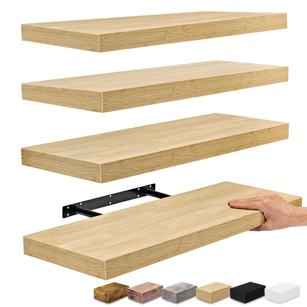 Sorbus Floating Wall Shelves Wall Mounted (4 Pack) - 24" L X 9" W X 1.5"H