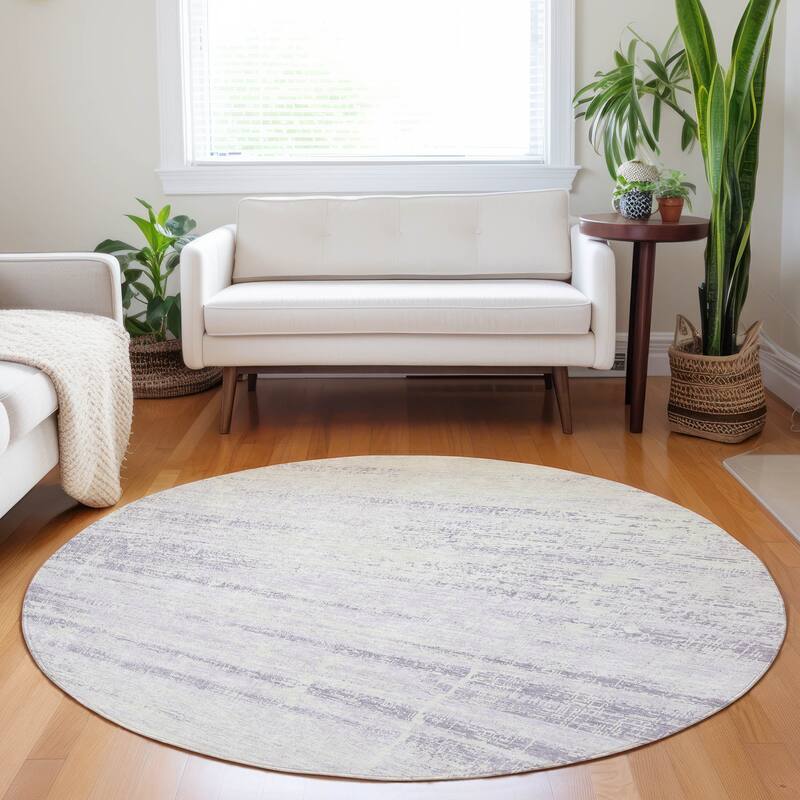 Premium Washable Super Soft Modern Solid Mayfield Rug - Lavender - 8' x 8' - Round