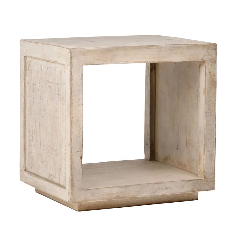 Stark Rectangular Reclaimed Pine Open Frame Side Table, Light Brown