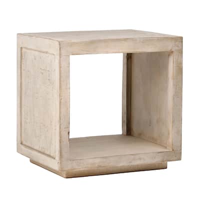 Stark Rectangular Reclaimed Pine Open Frame Side Table, Light Brown