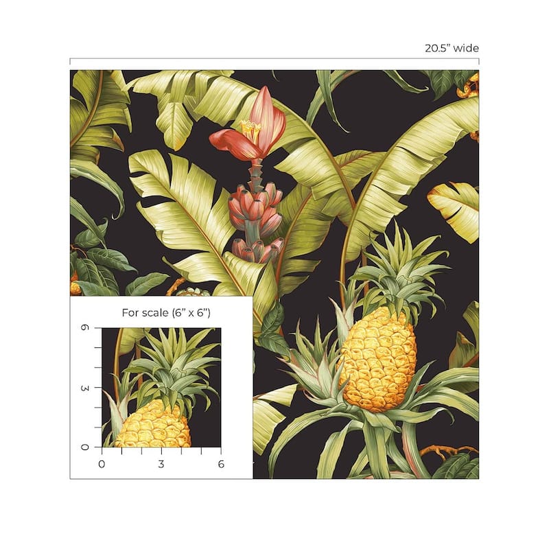NextWall Pineapple Floral Peel and Stick Wallpaper