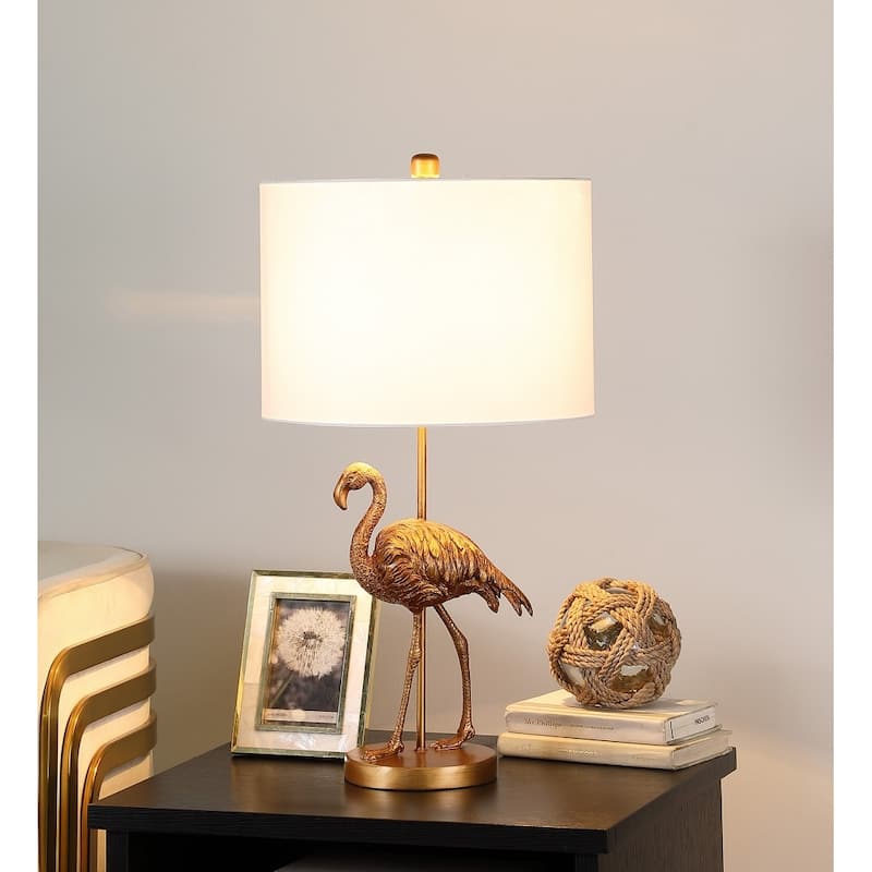 26" Antiqued Gold Resin Flamingo Table Lamp - Medium