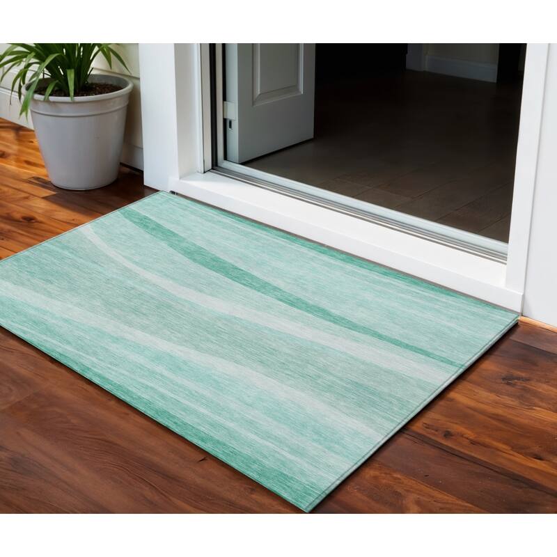 HomeRoots Abstract Transitional Rectangle Outdoor Rug - 3' x 5'