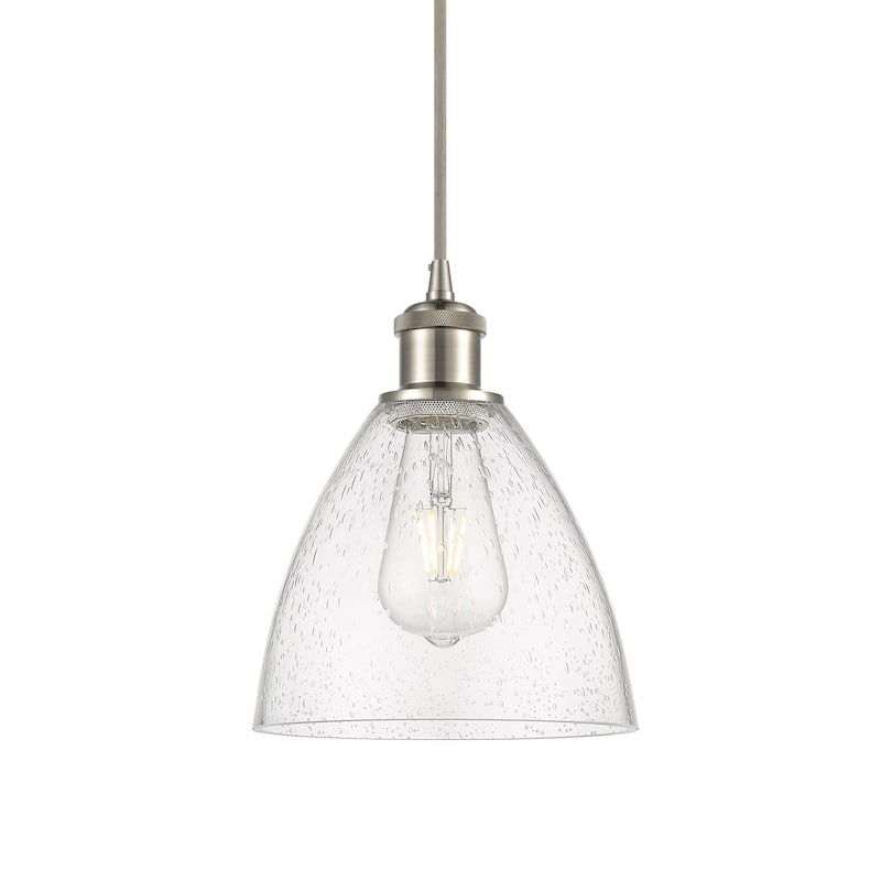 Innovations Lighting 516-1P-11-8 Bristol Pendant Bristol 8" Wide Mini - Brushed Satin Nickel / Seedy