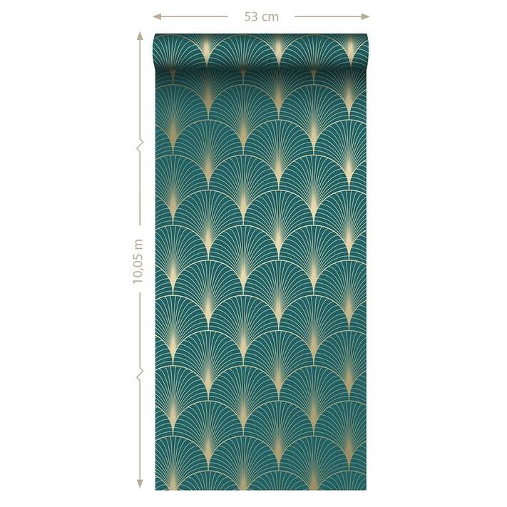 ESTA Home Lempicka Teal Art Deco Motif Wallpaper