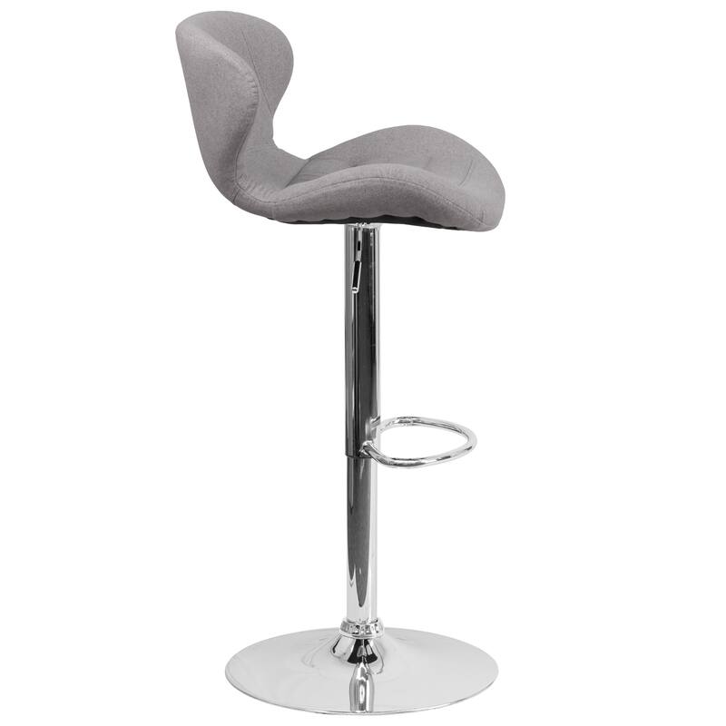 Modern Low-back Height-adjustable Chrome/Vinyl Barstools (Set of 2)