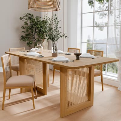 Wooakway Solid Wood 67'' Square Dining Table for 6 People Nordic style
