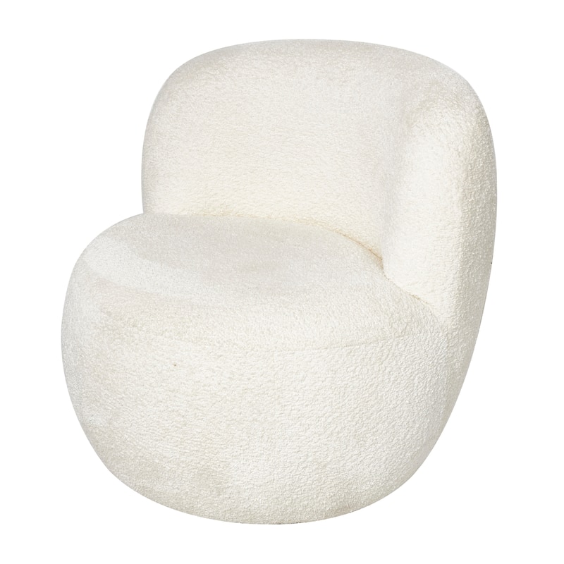 Polyester Rounded Barrel Accent Chair - White - Roche River Decor - 29"W x 30"L x 28"H