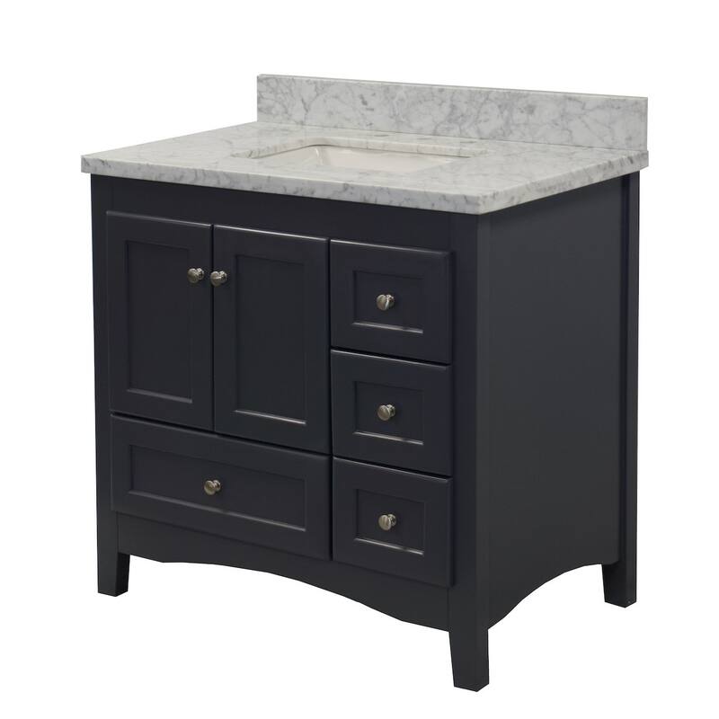 KitchenBathCollection Abbey 36" Bathroom Vanity with Carrara Marble Top