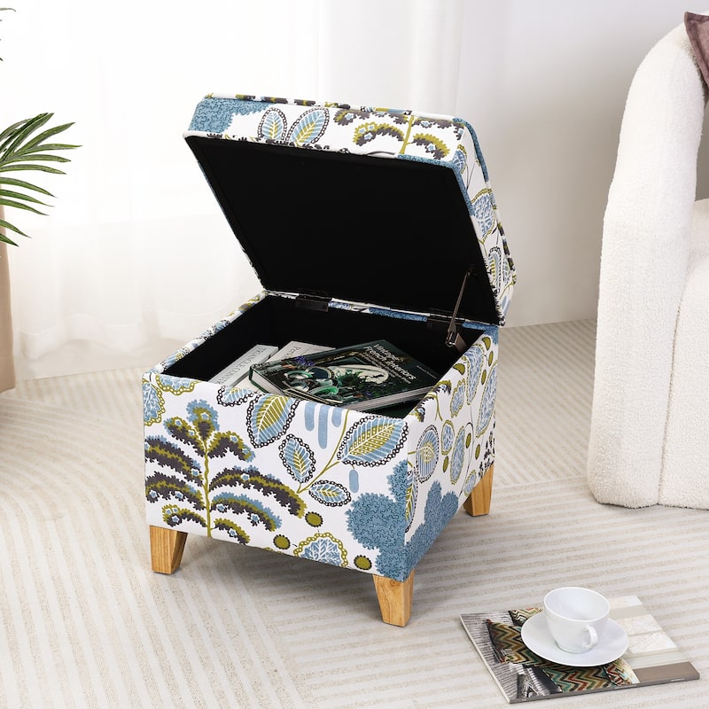 Adeco Square Storage Ottoman 17 inch Footstool