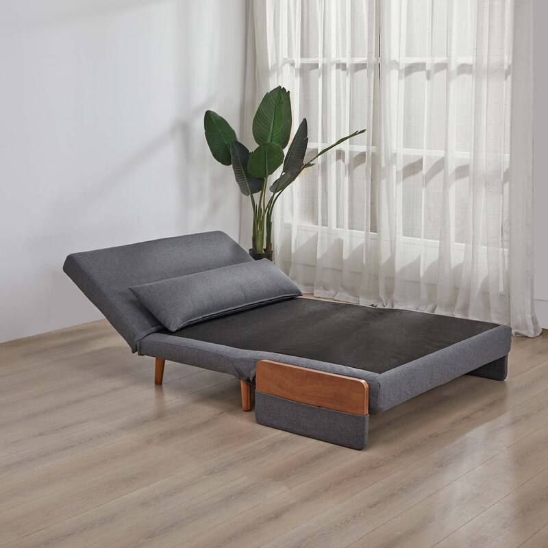 Extra Wide 3 in 1 Loveseat Folding Sofa Bed 10s Convert 3 Position Backrest Gray Small Apartment