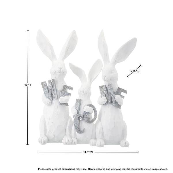 Resin Triple Bunny Welcome 12