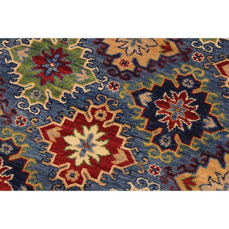 Southwestern Kazak Francisco Light Blue/Red Wool Rug - 10'1'' x 13'10''