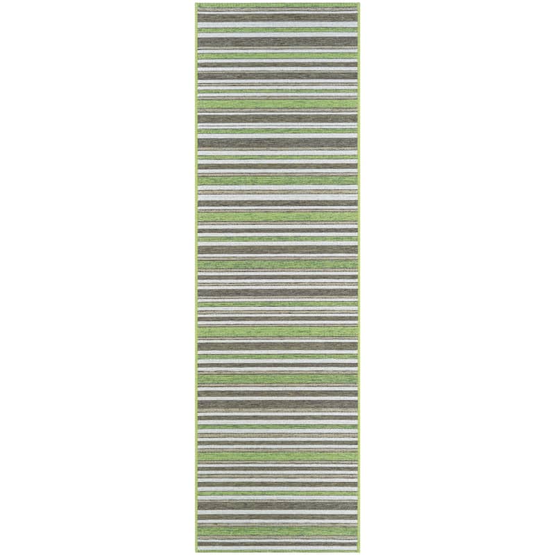 Dream Decor Rugs Vector Mendocino Indoor Outdoor Area Rug - 2'3" x 7'10" Runner - Green/Ivory