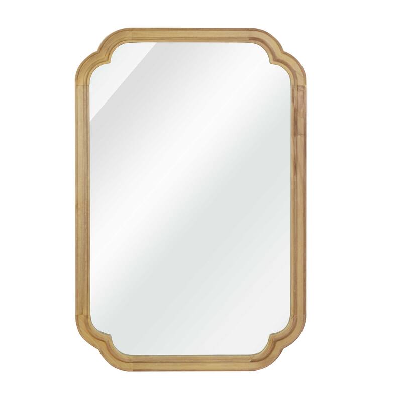 Transitional Irregular Rectangle Wood Frame Wall Mirror for Entryway