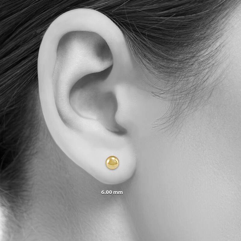 Marquee Jewels 14K Yellow Gold 6mm Button Ball Stud Earrings