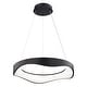 preview thumbnail 8 of 11, Bowen 1-Light Black Contemporary Round Chandelier, White Frosted Shade, LED Pendant Fixture Dining Table Entryway Island