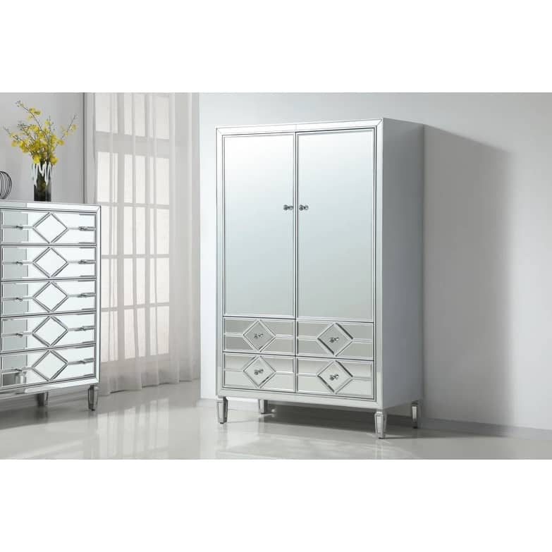 Mirrored Armoire with Drawers