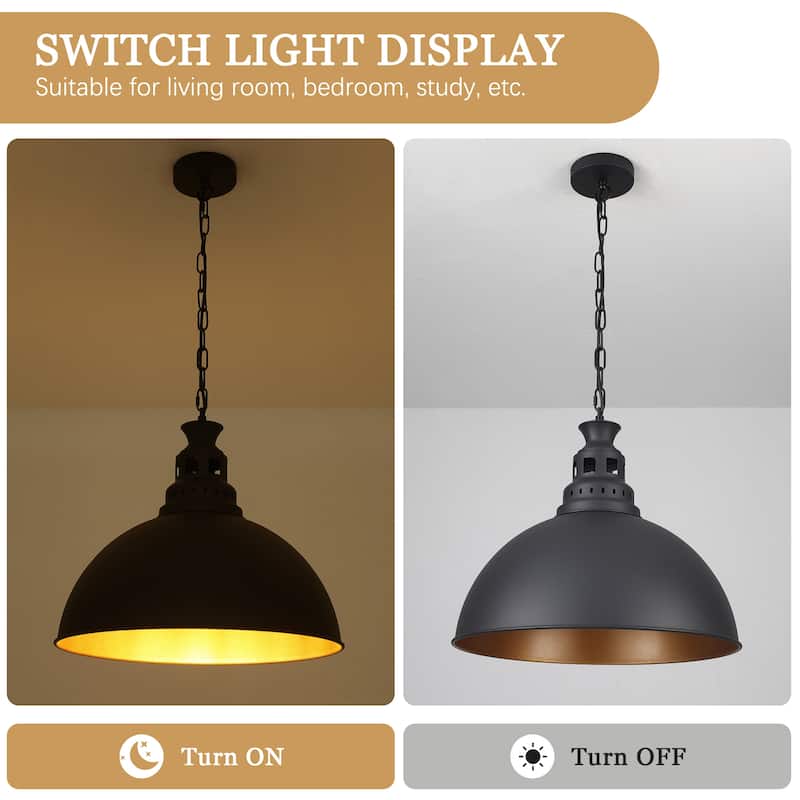 Stylish and minimalist single-light gray metal pendant lamp with an arched metal lampshade