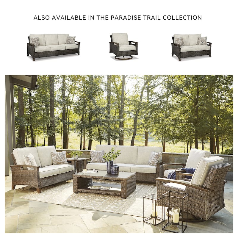 Paradise Trail Outdoor Loveseat with Cushion - Medium Brown - 58.5" W x 35.75" D x 38.25" H