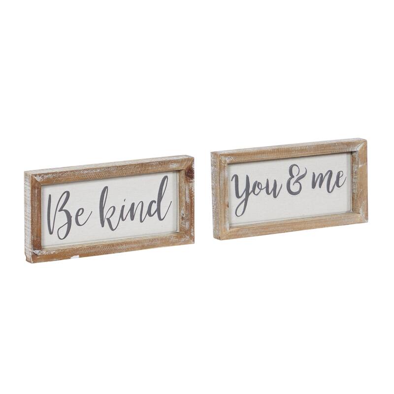 Wood Sign Wall Decor - Set of 2 Dark Brown - Roche River Decor