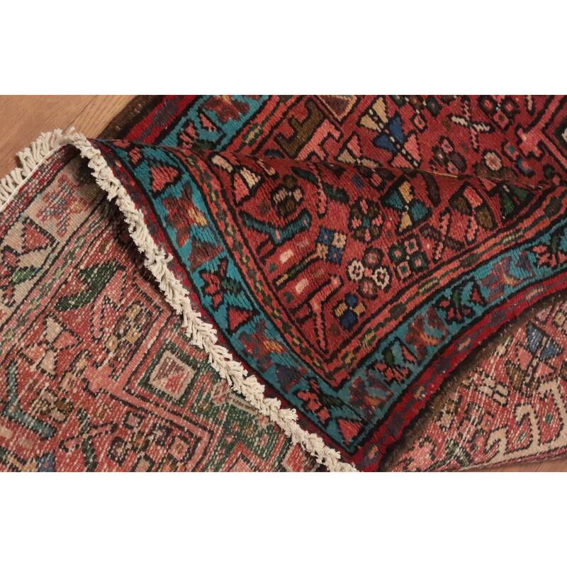 Hand Knotted Oriental 100% Wool Carpet Traditional Tribal Oranges & Rust Gharajeh Runner Rug - 9' 4'' X 2' 7''