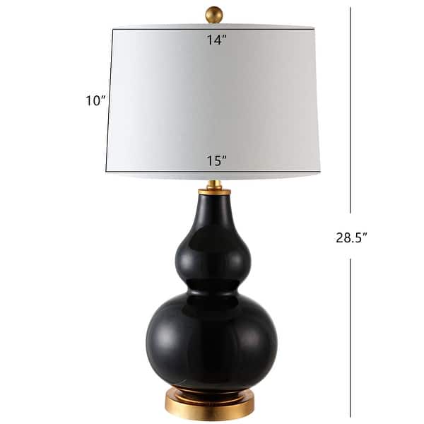 dimension image slide 1 of 2, SAFAVIEH Lighting Karlen Gourd Table Lamp (Set of 2) - 15x15x28.5