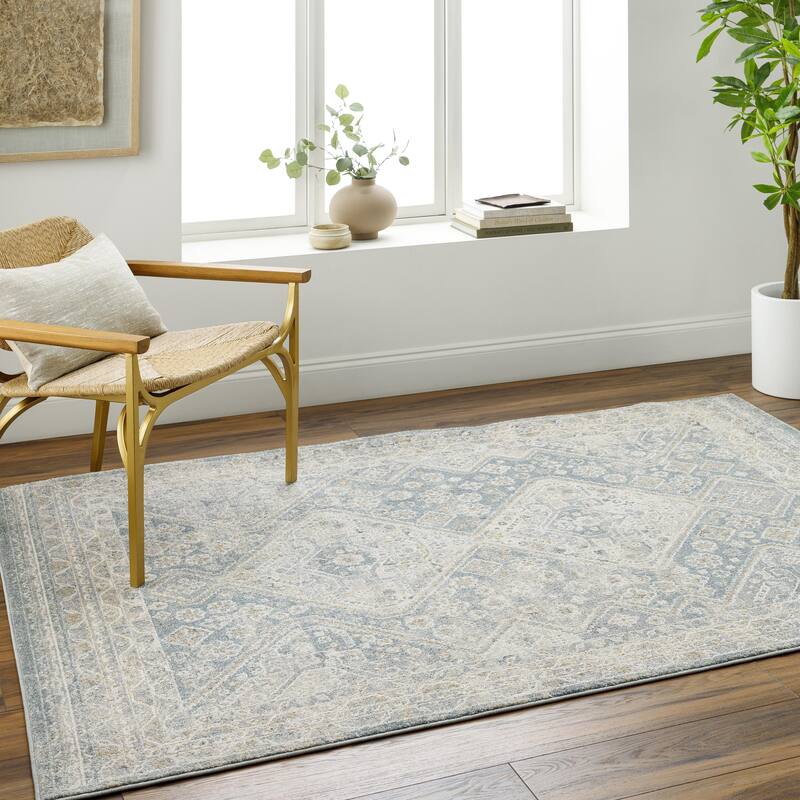 Livabliss Alpharetta Persian Border Area Rug - Medium Gray - 5' 3" x 7'