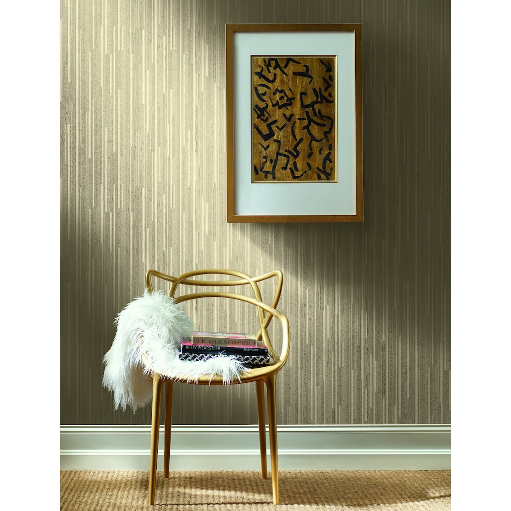 Pittsburg Vertical Plumb Soft Gold Wallpaper