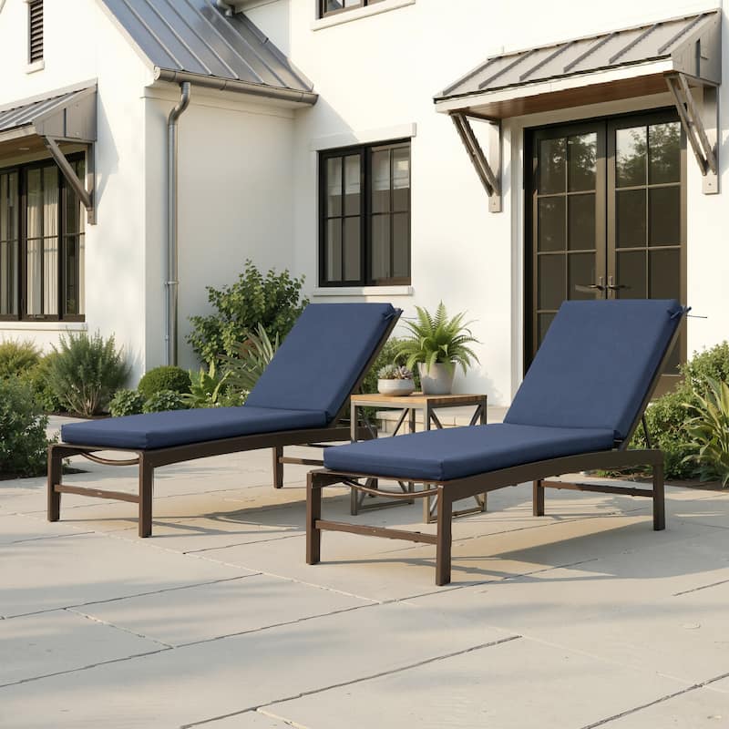 Outdoor Patio Chaise Lounge Chair Cushion - 80 inches - 2PC - NEW Navy Blue