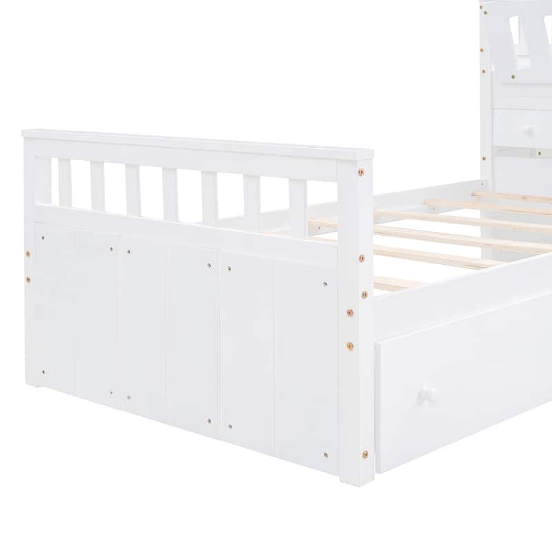 L-shaped Twin Bunk Bed, Loft and Platform Bed with 7 Drawers and Full Guardrails