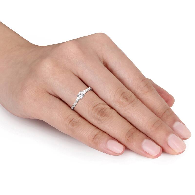 Miadora 1/3ct TGW Created White Sapphire and Diamond Accent Ring in Sterling Silver