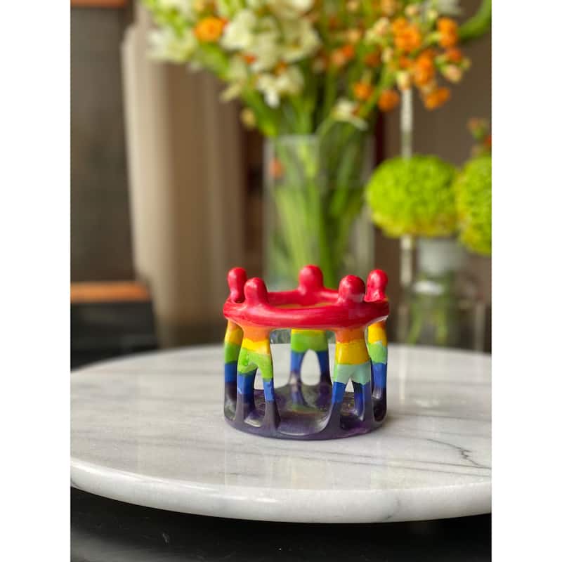 Rainbow Circle of Friends Painted Sculpture, 3 to 3.5-inch
