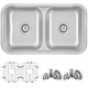 preview thumbnail 15 of 24, STYLISH 32 inch Stainless Steel 18G Double Bowl Low Divider Dual Mount Sink - Brushed Stainless Steel - 32.25" x 18.9" x 9"